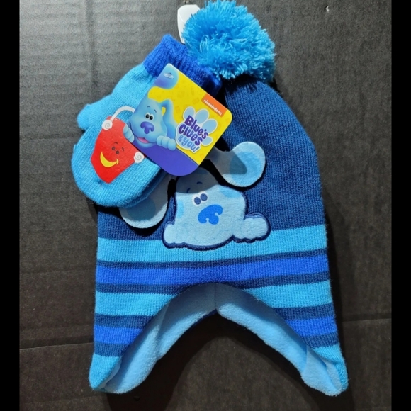 NWT Blue’s Clues Toddler Winter Hat and Kids Mitten Set, Boys Beanie - Picture 1 of 5